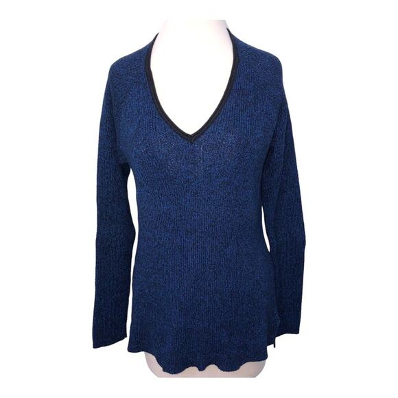 Karl Lagerfeld Sweaters - Karl Lagerfeld Heather Knit V-neck Sweater Large Blue Black EUC